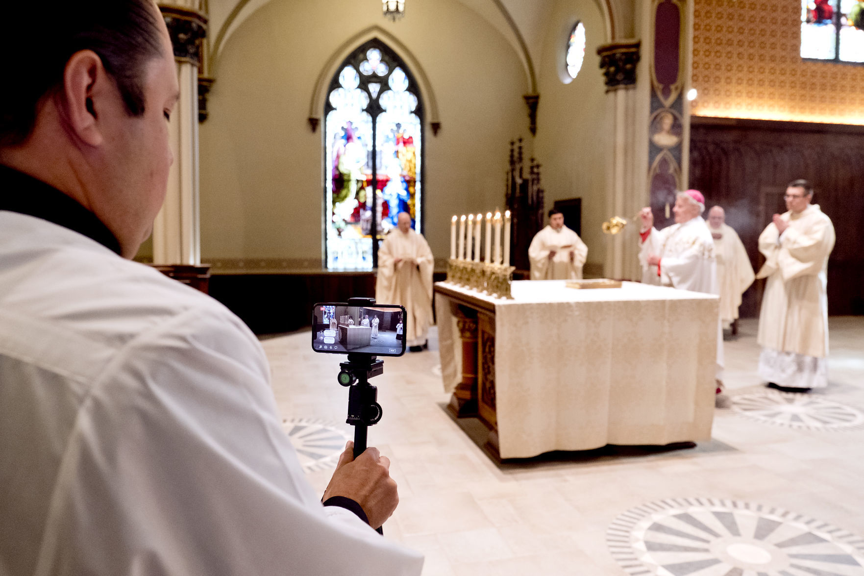 COVID-19 Catholic mass is live streamed on Holy Thursday